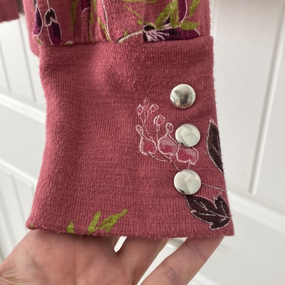 Apt.9 Lightweight Long Sleeve Pullover Top Mauve with Floral Design Sz L - Picture 4 of 6